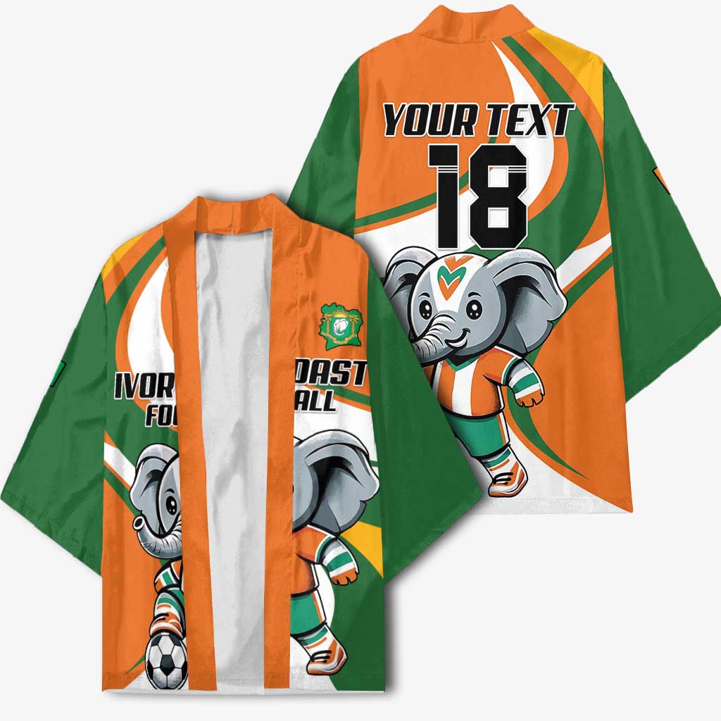Custom Ivory Coast Football Kimono Les Elephants Mascot - Wonder Print Shop