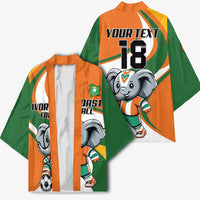 Custom Ivory Coast Football Kimono Les Elephants Mascot - Wonder Print Shop