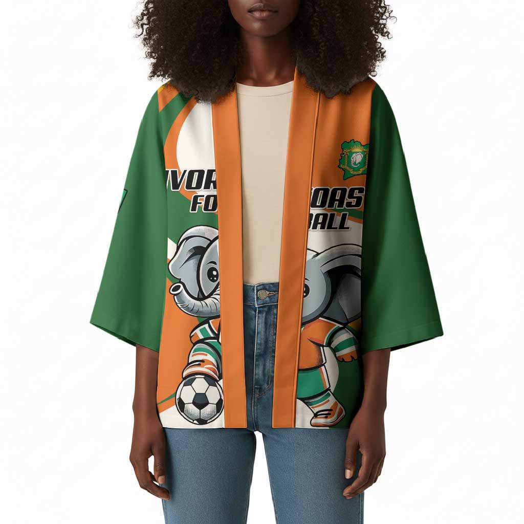 Custom Ivory Coast Football Kimono Les Elephants Mascot - Wonder Print Shop