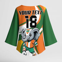 Custom Ivory Coast Football Kimono Sleeve Blouse Les Elephants Mascot - Wonder Print Shop