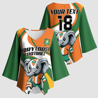 Custom Ivory Coast Football Kimono Sleeve Blouse Les Elephants Mascot - Wonder Print Shop