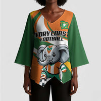 Custom Ivory Coast Football Kimono Sleeve Blouse Les Elephants Mascot - Wonder Print Shop