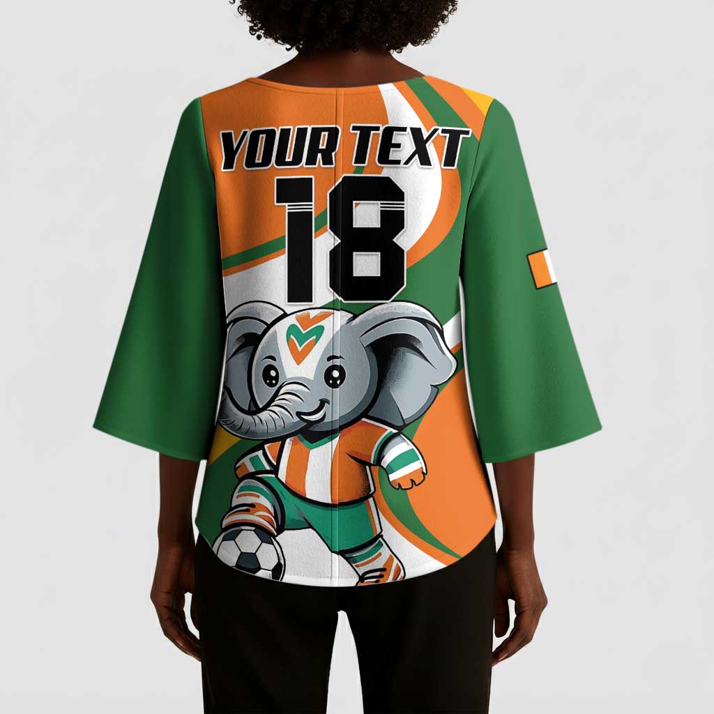 Custom Ivory Coast Football Kimono Sleeve Blouse Les Elephants Mascot - Wonder Print Shop