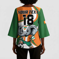 Custom Ivory Coast Football Kimono Sleeve Blouse Les Elephants Mascot - Wonder Print Shop
