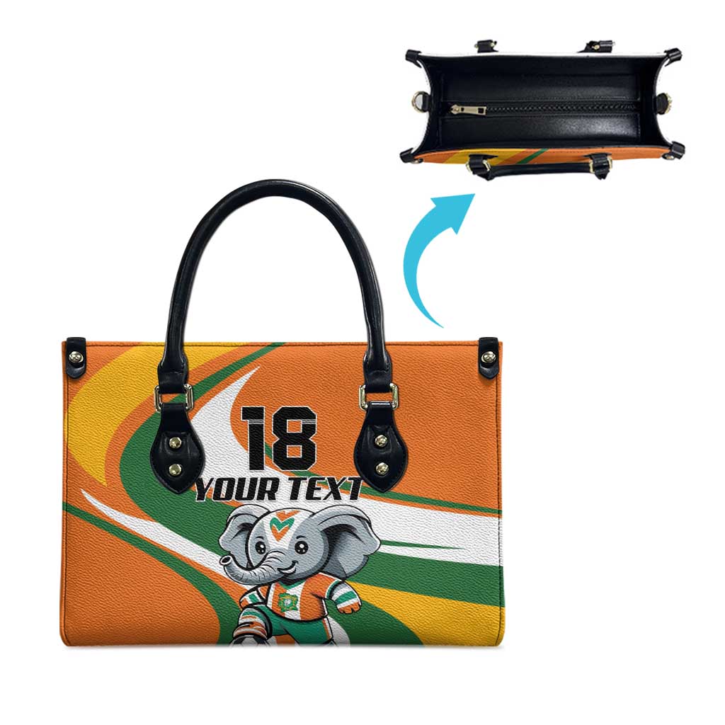 Custom Ivory Coast Football Leather Bag Les Elephants Mascot - Wonder Print Shop