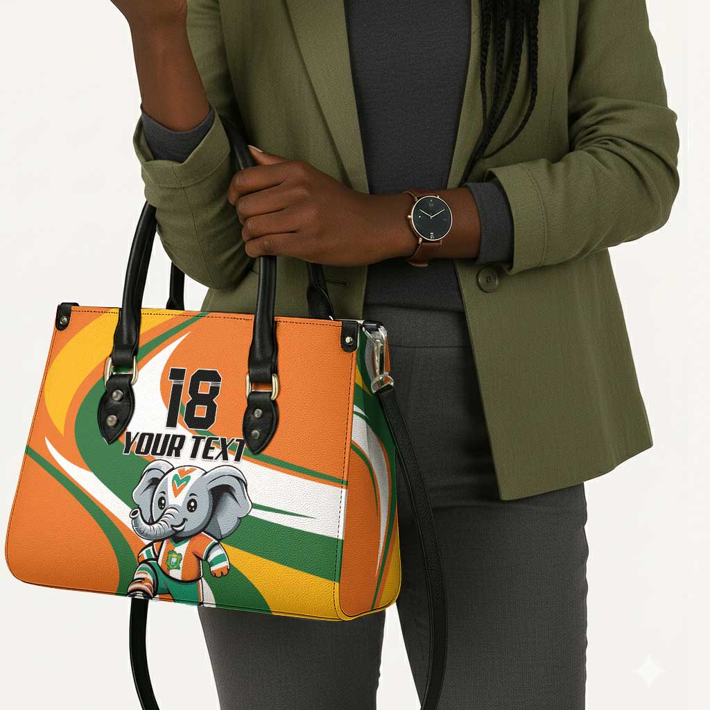 Custom Ivory Coast Football Leather Bag Les Elephants Mascot - Wonder Print Shop