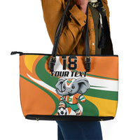 Custom Ivory Coast Football Leather Tote Bag Les Elephants Mascot - Wonder Print Shop