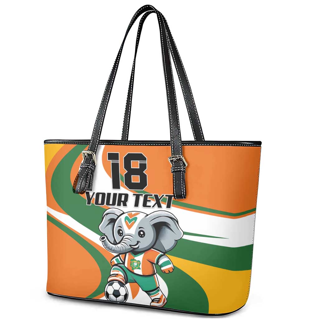 Custom Ivory Coast Football Leather Tote Bag Les Elephants Mascot - Wonder Print Shop