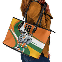 Custom Ivory Coast Football Leather Tote Bag Les Elephants Mascot - Wonder Print Shop