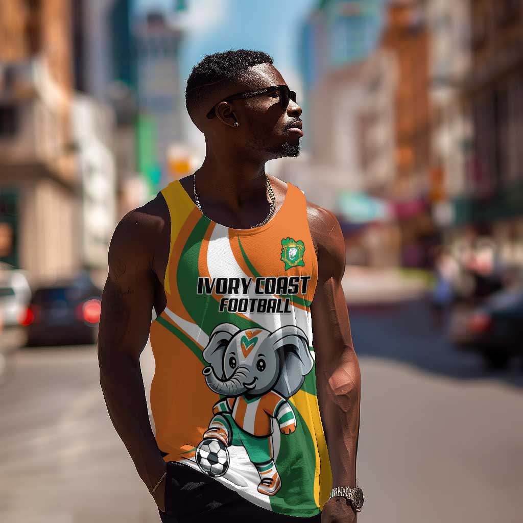 Custom Ivory Coast Football Men Tank Top Les Elephants Mascot - Wonder Print Shop