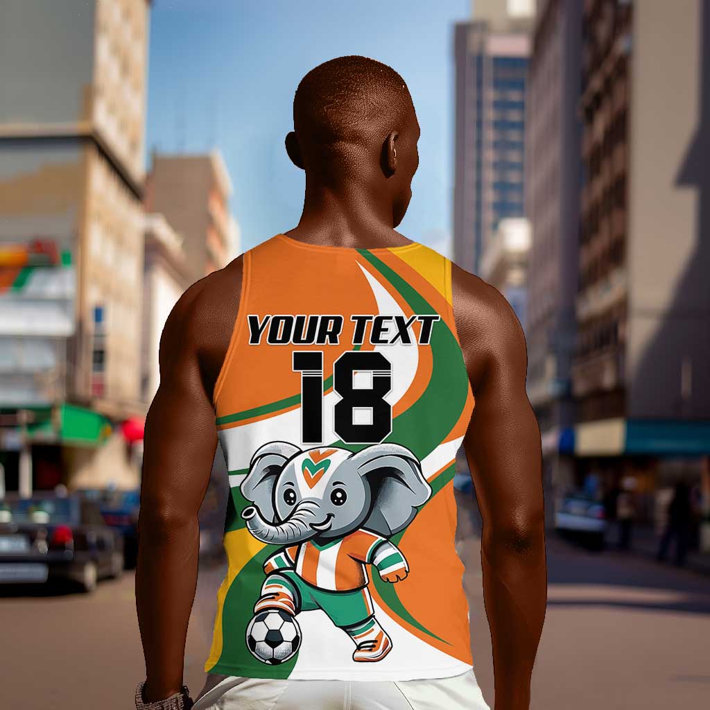 Custom Ivory Coast Football Men Tank Top Les Elephants Mascot - Wonder Print Shop