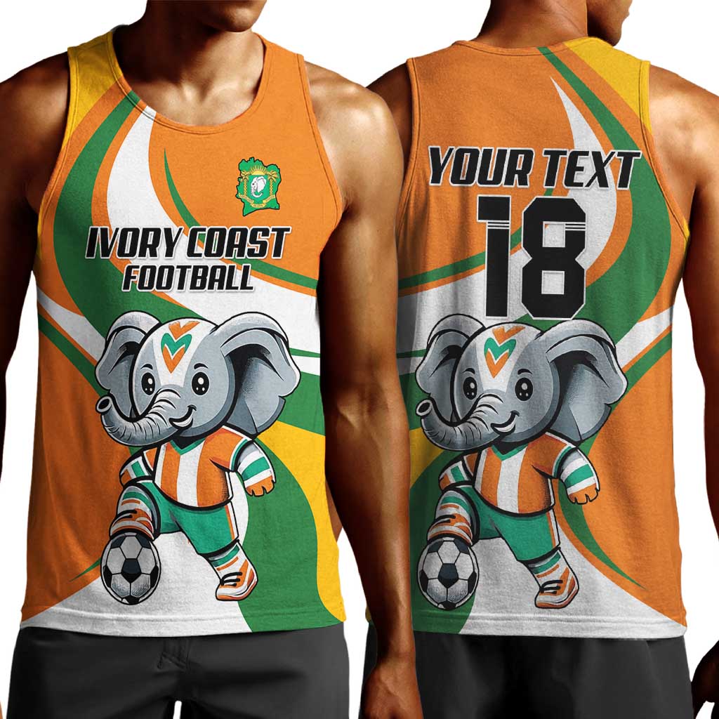 Custom Ivory Coast Football Men Tank Top Les Elephants Mascot - Wonder Print Shop