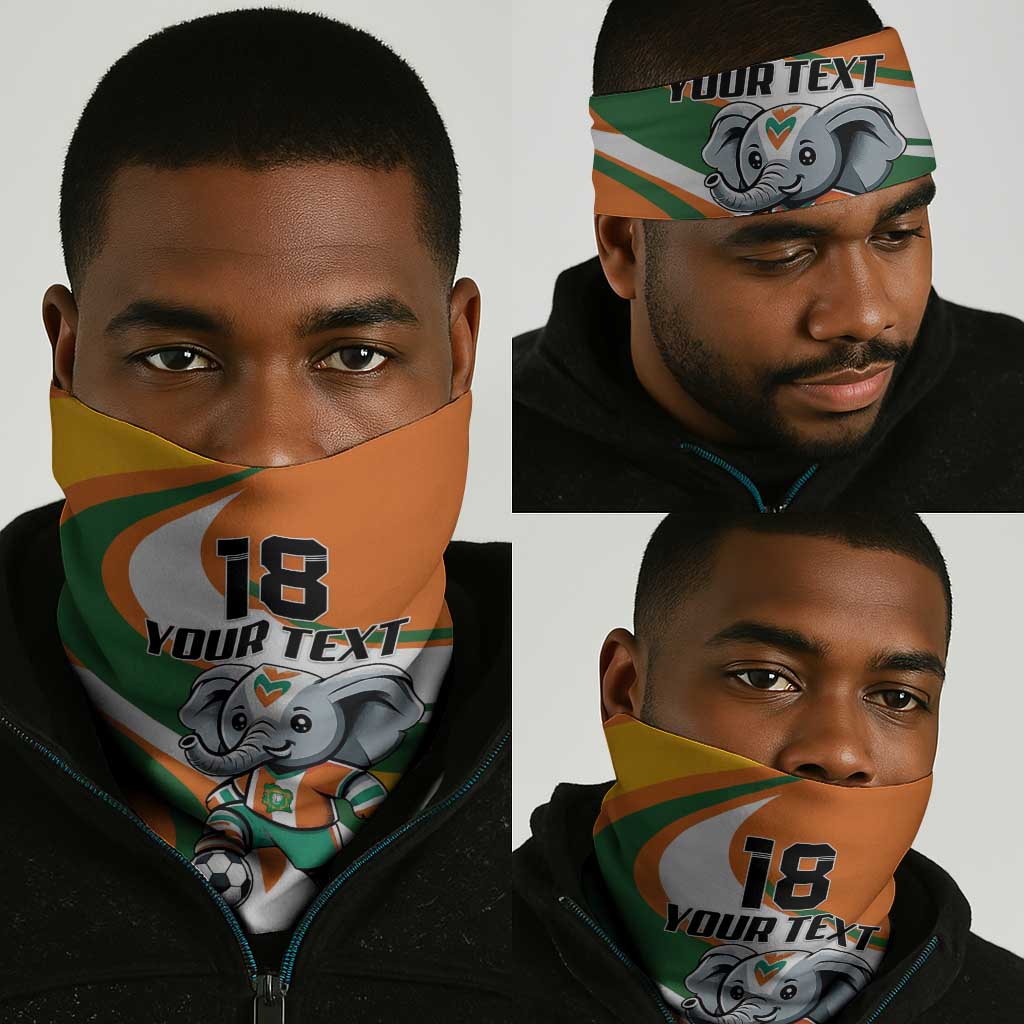 Custom Ivory Coast Football Neck Gaiter Les Elephants Mascot - Wonder Print Shop