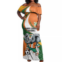 Custom Ivory Coast Football Off Shoulder Maxi Dress Les Elephants Mascot - Wonder Print Shop