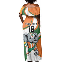 Custom Ivory Coast Football Off Shoulder Maxi Dress Les Elephants Mascot - Wonder Print Shop