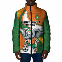 Custom Ivory Coast Football Padded Jacket Les Elephants Mascot - Wonder Print Shop