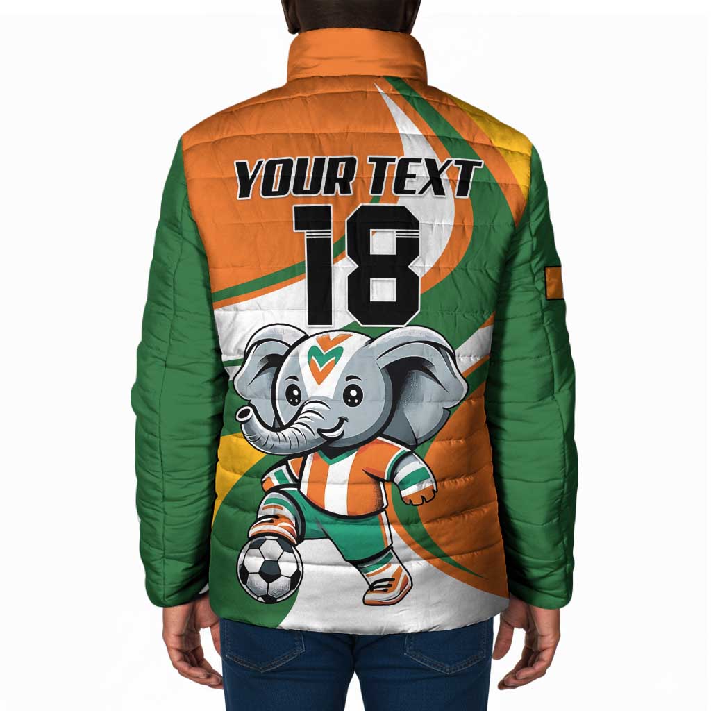 Custom Ivory Coast Football Padded Jacket Les Elephants Mascot - Wonder Print Shop