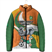 Custom Ivory Coast Football Padded Jacket Les Elephants Mascot - Wonder Print Shop