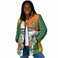 Custom Ivory Coast Football Padded Jacket Les Elephants Mascot - Wonder Print Shop
