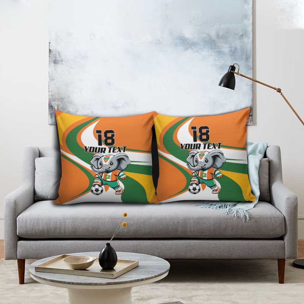 Custom Ivory Coast Football Pillow Cover Les Elephants Mascot - Wonder Print Shop