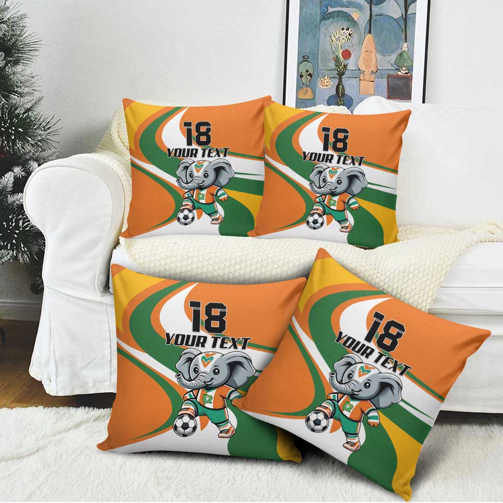 Custom Ivory Coast Football Pillow Cover Les Elephants Mascot - Wonder Print Shop