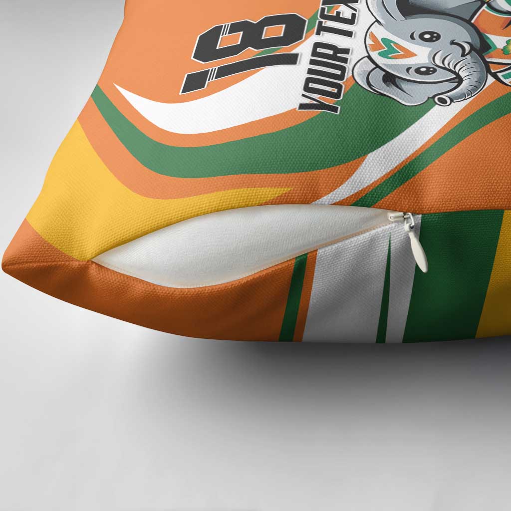 Custom Ivory Coast Football Pillow Cover Les Elephants Mascot - Wonder Print Shop