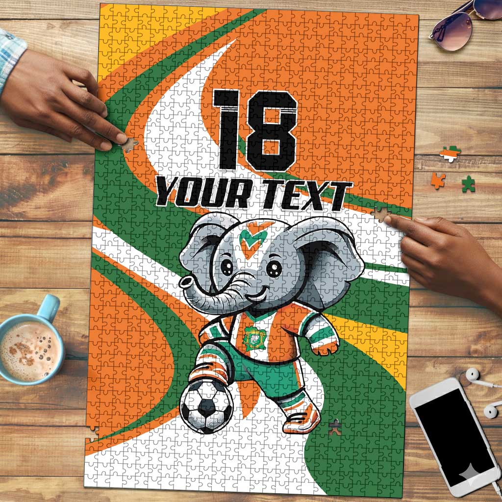 Custom Ivory Coast Football Puzzle Les Elephants Mascot - Wonder Print Shop