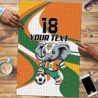 Custom Ivory Coast Football Puzzle Les Elephants Mascot - Wonder Print Shop