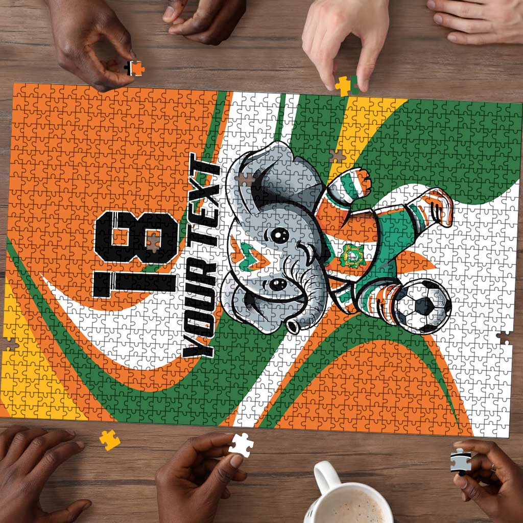 Custom Ivory Coast Football Puzzle Les Elephants Mascot - Wonder Print Shop