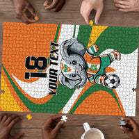 Custom Ivory Coast Football Puzzle Les Elephants Mascot - Wonder Print Shop