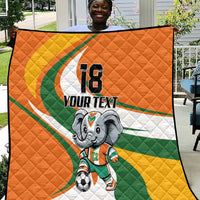 Custom Ivory Coast Football Quilt Les Elephants Mascot - Wonder Print Shop