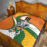Custom Ivory Coast Football Quilt Les Elephants Mascot - Wonder Print Shop