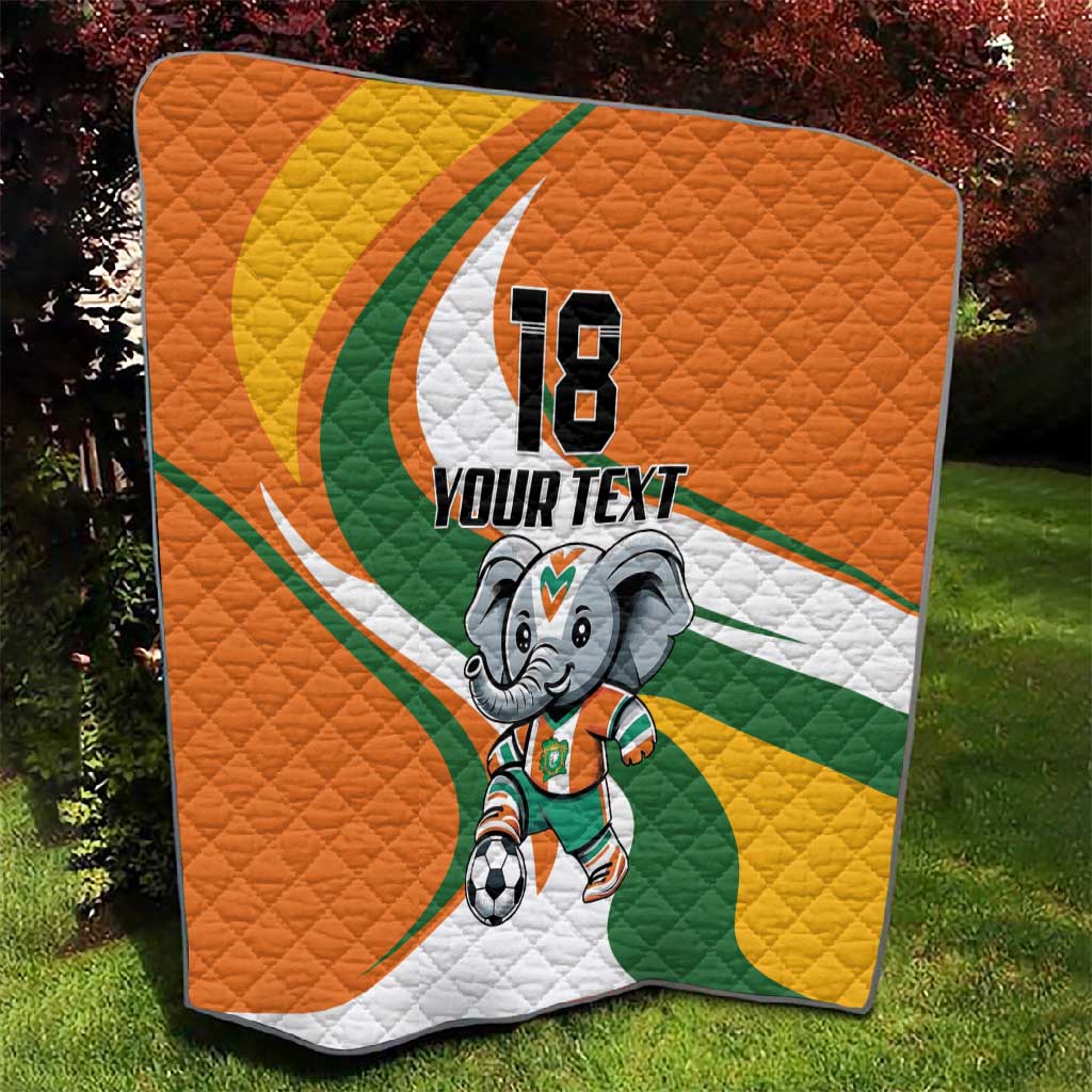Custom Ivory Coast Football Quilt Les Elephants Mascot - Wonder Print Shop