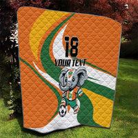 Custom Ivory Coast Football Quilt Les Elephants Mascot - Wonder Print Shop