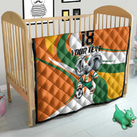 Custom Ivory Coast Football Quilt Les Elephants Mascot - Wonder Print Shop