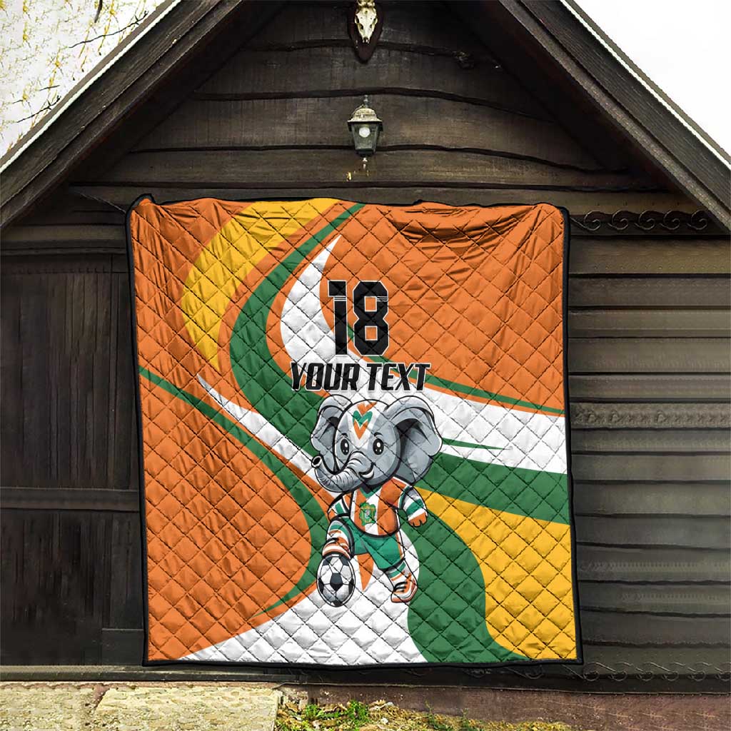 Custom Ivory Coast Football Quilt Les Elephants Mascot - Wonder Print Shop
