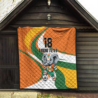 Custom Ivory Coast Football Quilt Les Elephants Mascot - Wonder Print Shop