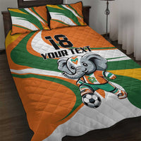 Custom Ivory Coast Football Quilt Bed Set Les Elephants Mascot - Wonder Print Shop