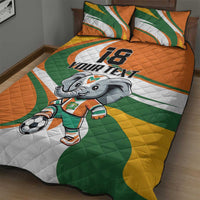 Custom Ivory Coast Football Quilt Bed Set Les Elephants Mascot - Wonder Print Shop
