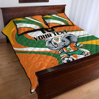 Custom Ivory Coast Football Quilt Bed Set Les Elephants Mascot - Wonder Print Shop