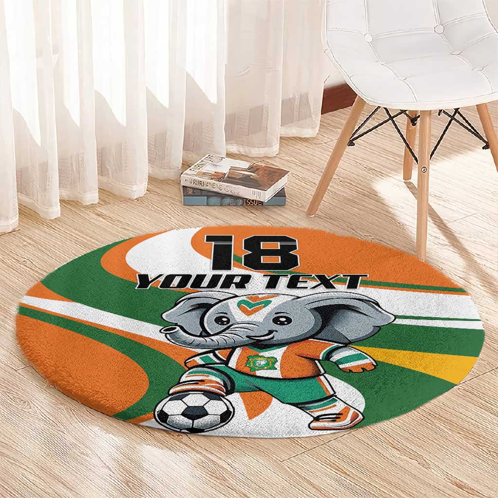 Custom Ivory Coast Football Round Carpet Les Elephants Mascot - Wonder Print Shop