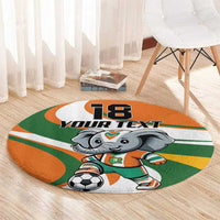 Custom Ivory Coast Football Round Carpet Les Elephants Mascot - Wonder Print Shop