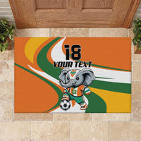 Custom Ivory Coast Football Rubber Doormat Les Elephants Mascot - Wonder Print Shop