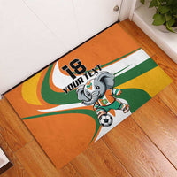 Custom Ivory Coast Football Rubber Doormat Les Elephants Mascot - Wonder Print Shop
