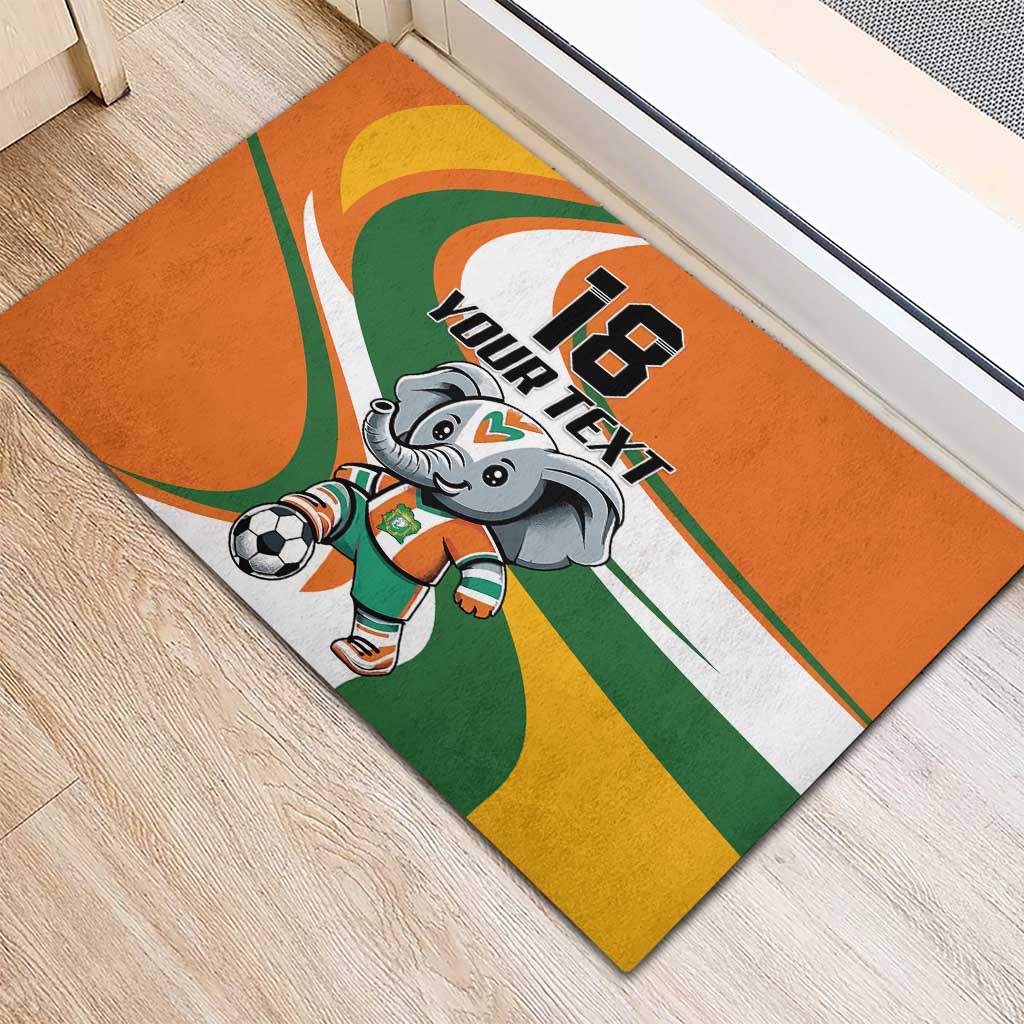 Custom Ivory Coast Football Rubber Doormat Les Elephants Mascot - Wonder Print Shop
