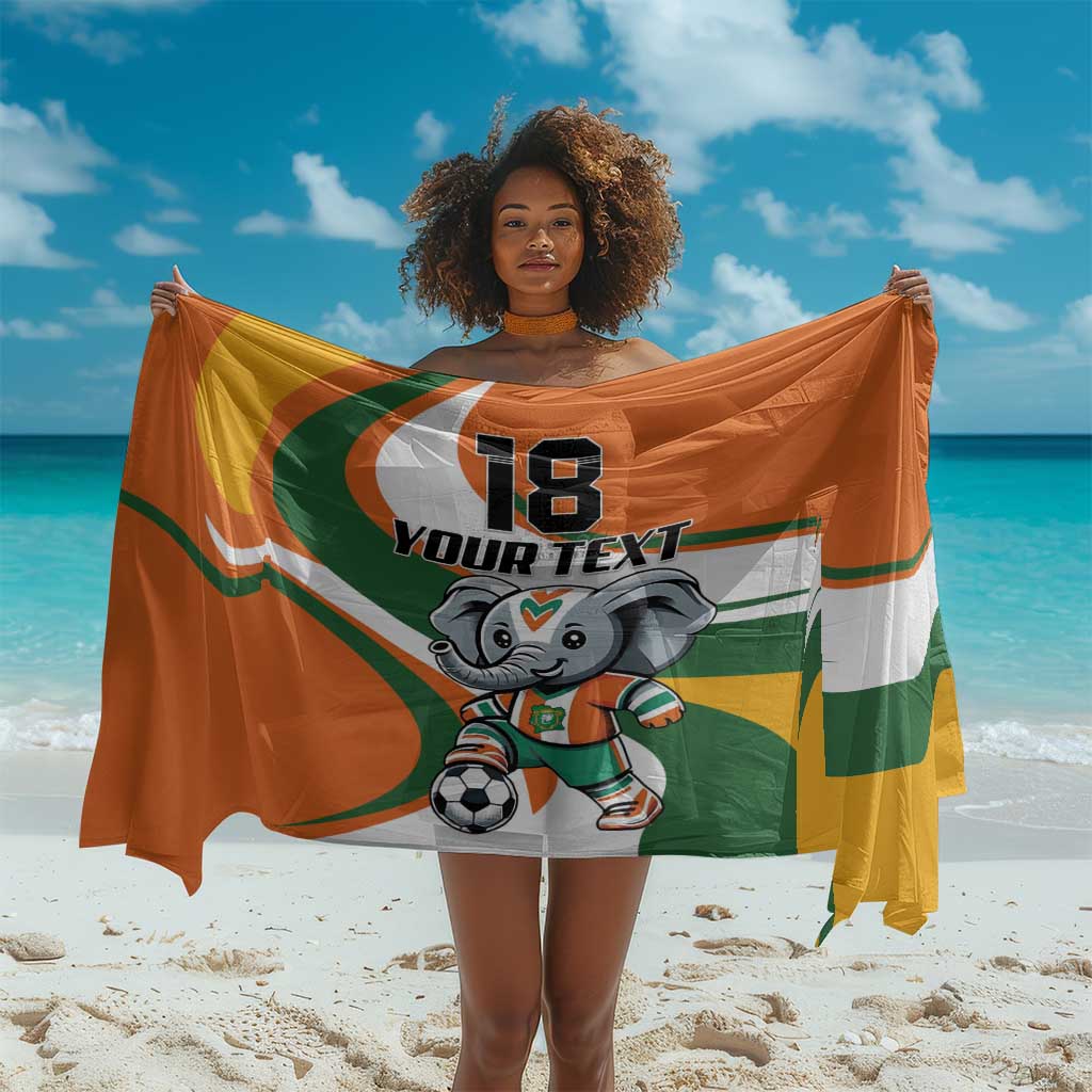 Custom Ivory Coast Football Sarong Les Elephants Mascot - Wonder Print Shop