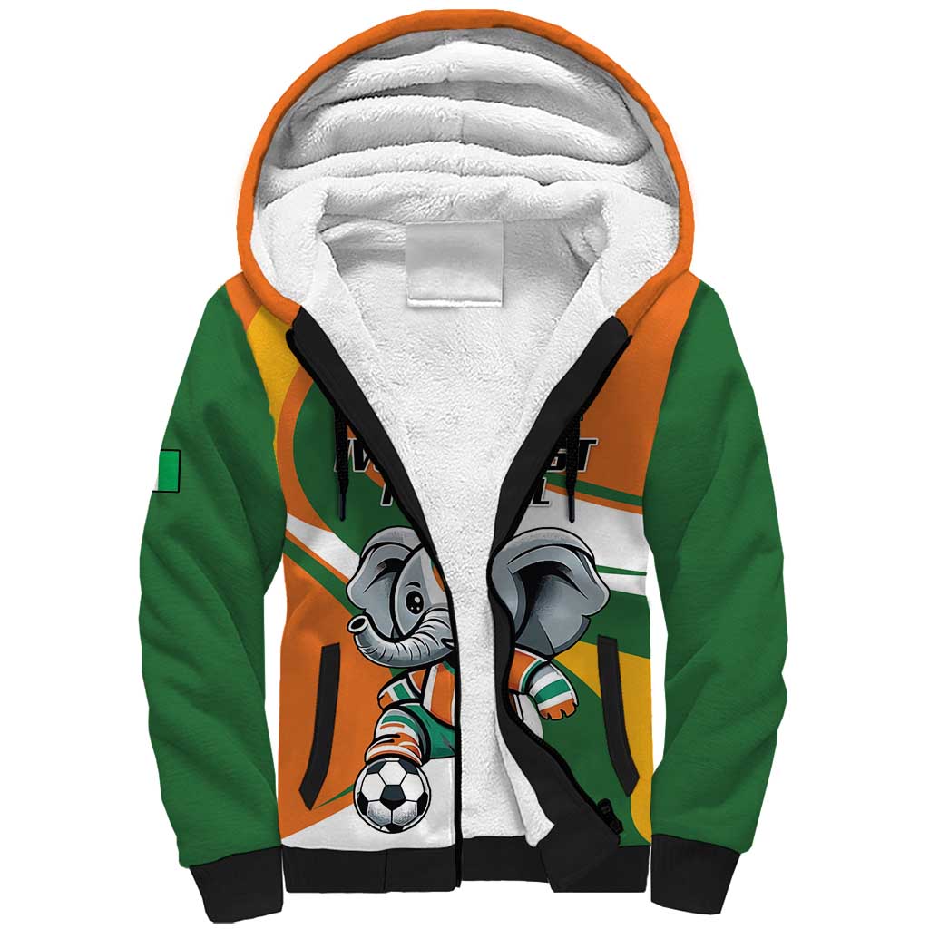Custom Ivory Coast Football Sherpa Hoodie Les Elephants Mascot - Wonder Print Shop