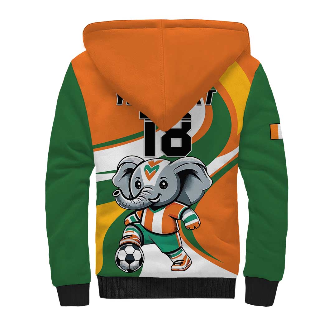 Custom Ivory Coast Football Sherpa Hoodie Les Elephants Mascot - Wonder Print Shop