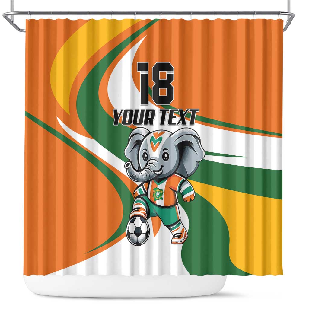 Custom Ivory Coast Football Shower Curtain Les Elephants Mascot - Wonder Print Shop