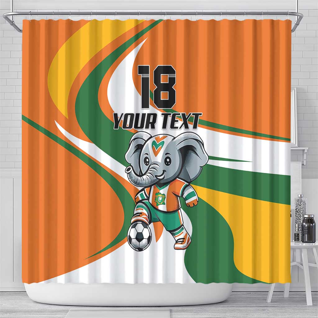 Custom Ivory Coast Football Shower Curtain Les Elephants Mascot - Wonder Print Shop